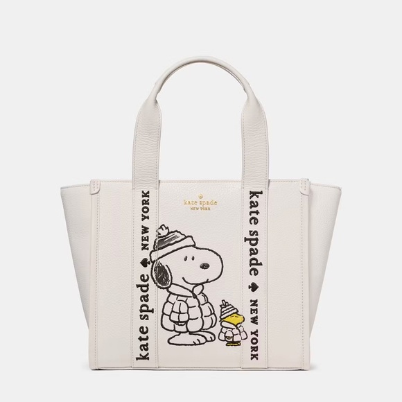 kate spade Handbags - ♠️Kate Spade X Peanuts Snoopy Small Leather Tote Crossbody Bag, Cream NEW NWT